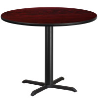 Flash Furniture XU-RD-42-MAHTB-T3333-GG 42" Round Mahogany Laminate Table Top with 33" Table Height Base